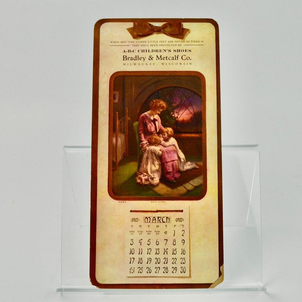 1912 Advertising Calendar March Bradley & Metcalf Co. Milwaukee